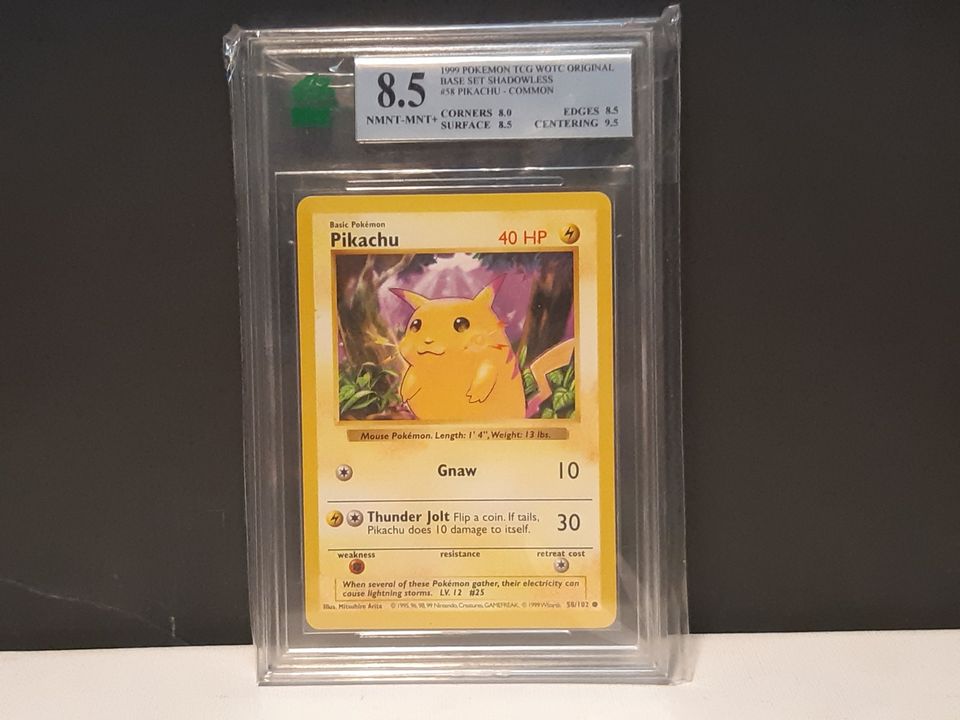 Shadowless Pikachu Graded 8.5