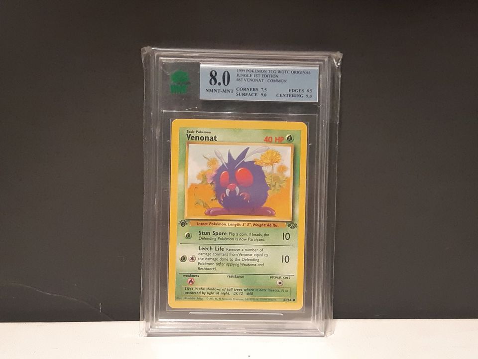 1st Edition Jungle Venonat Graded 8