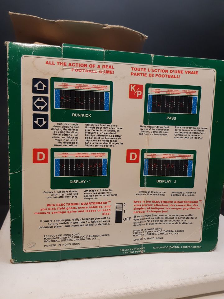 Vintage 1978 Coleco Electronic Quarterback Handheld Game Complete In Box!!!