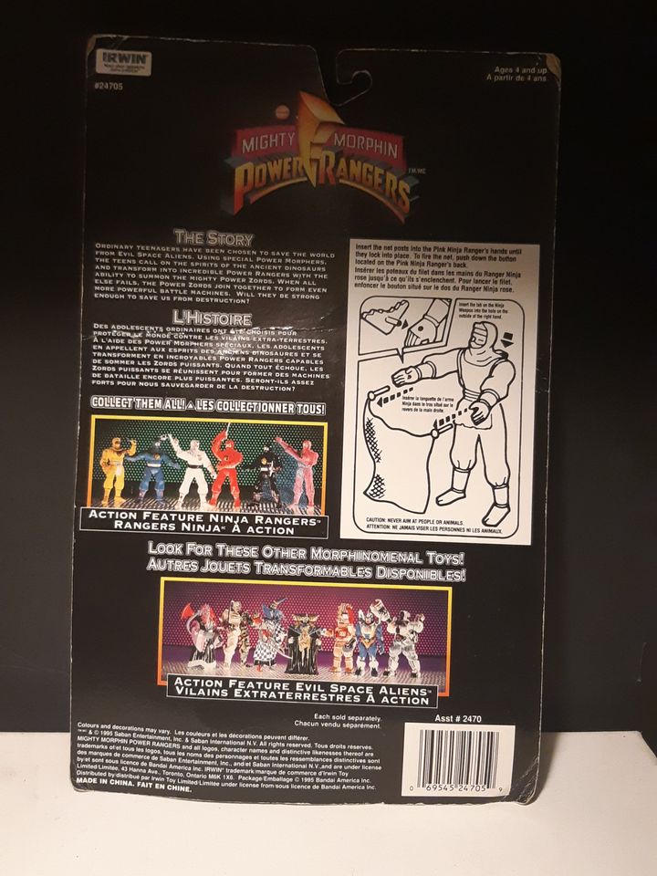 1995 Power Ranger Toy !!!! Pink Ninja Ranger Kick Figure Bandai Mighty Morphin Power Rangers