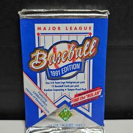 Sealed packs Major League baseball 1991 edition (find the Nolan)