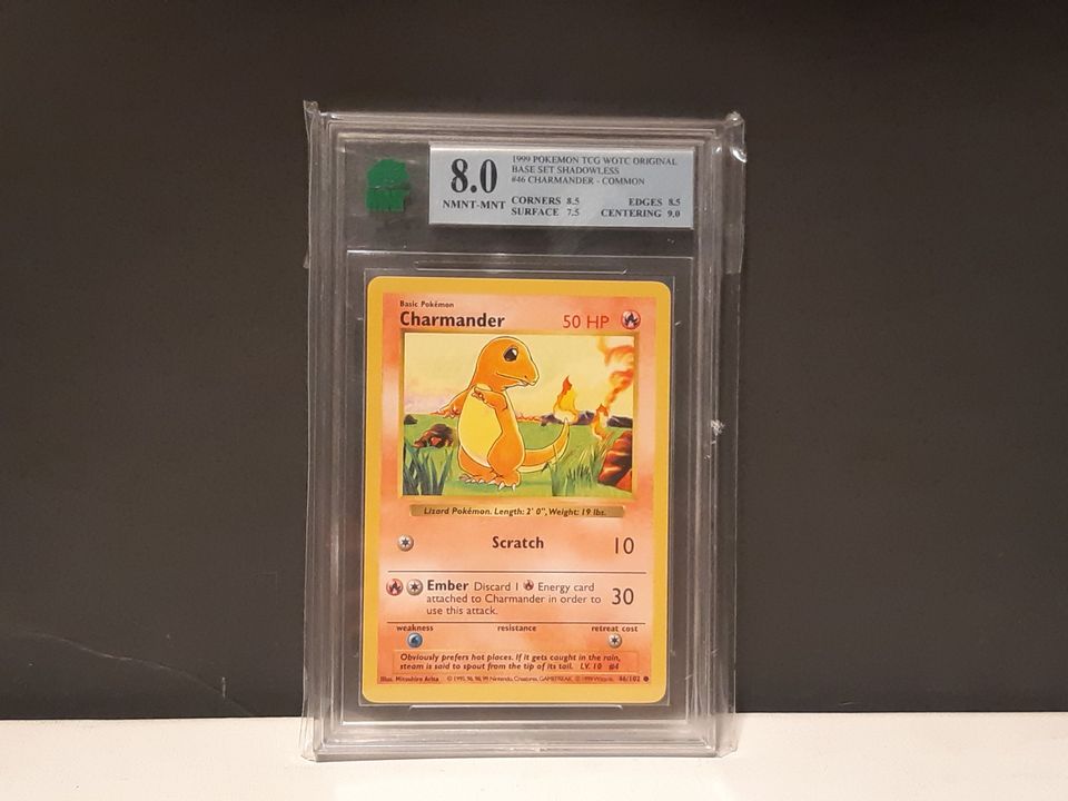 Base Set Shadowless Charmander Graded 8